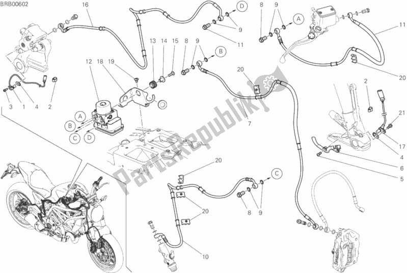 Alle onderdelen voor de Antiblokkeersysteem (abs) van de Ducati Monster 797 Thailand 2018